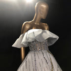 Weißes, luxuriöses Damen-Kleid, 2025, Pailletten-Sparkle, sexy Schnürung für Frauen, Party, LA71559 
