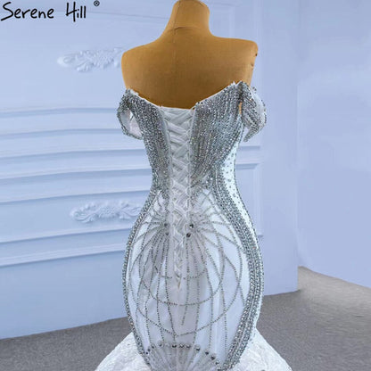 Wit Kralen Diamond Wedding Dresses 2025 Mermaid Elegant Luxe Bruid Toga HM67385 Custom Made