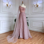 Yellow One-Shoulder Cape Sleeve 2025 Luxury Beaded  Formal Occasion Evening Dresses Gowns For Women Party LA71671