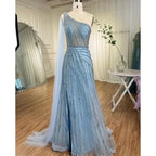 Yellow One-Shoulder Cape Sleeve 2025 Luxury Beaded  Formal Occasion Evening Dresses Gowns For Women Party LA71671
