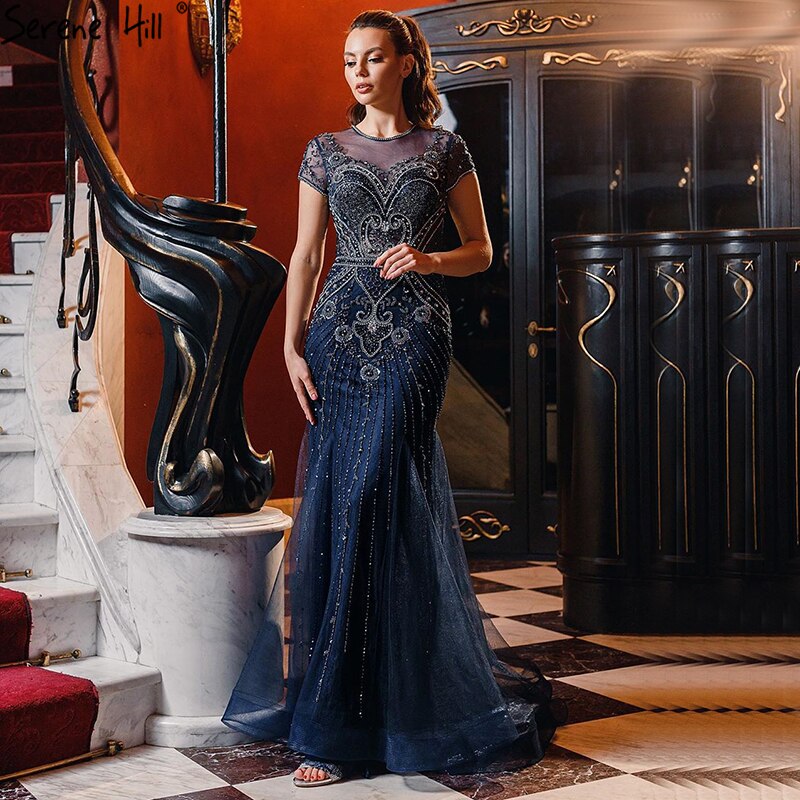Abendkleid aus blauem Himmel, Diamant-Mantel mit Blick auf Dubai, Abendkleid-Design Formal, LA70757, 2025
