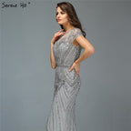 Abendkleid aus blauem Himmel, Diamant-Mantel mit Blick auf Dubai, Abendkleid-Design Formal, LA70757, 2025