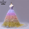Vestidos de novia sexys de tul con escote en V profundo y espalda descubierta, multicolor, sin mangas, para fotografía, HA2479 
