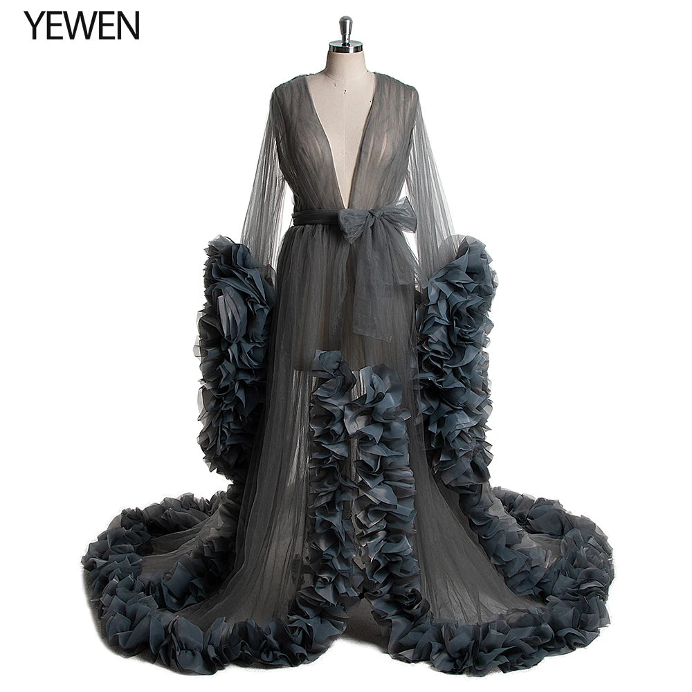 Sexy Umstandsfotografie Kleider Organza Rüschen Schwangerschaft Fotoshooting Kleid Lange Frauen Maxi Umstandskleid Vestidos Sunnderly 