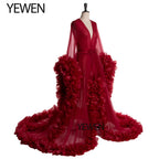Sexy Umstandsfotografie Kleider Organza Rüschen Schwangerschaft Fotoshooting Kleid Lange Frauen Maxi Umstandskleid Vestidos Sunnderly 