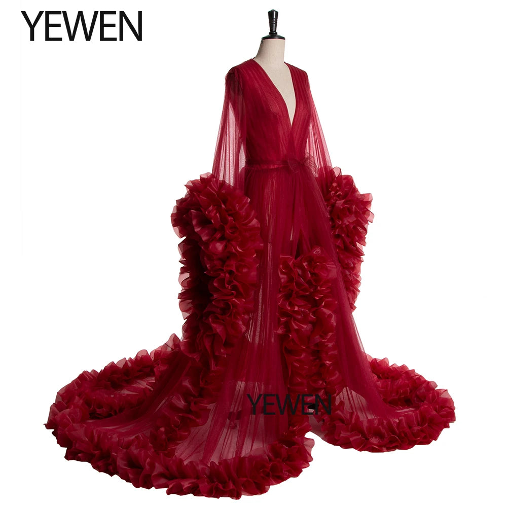 Sexy Umstandsfotografie Kleider Organza Rüschen Schwangerschaft Fotoshooting Kleid Lange Frauen Maxi Umstandskleid Vestidos Sunnderly 