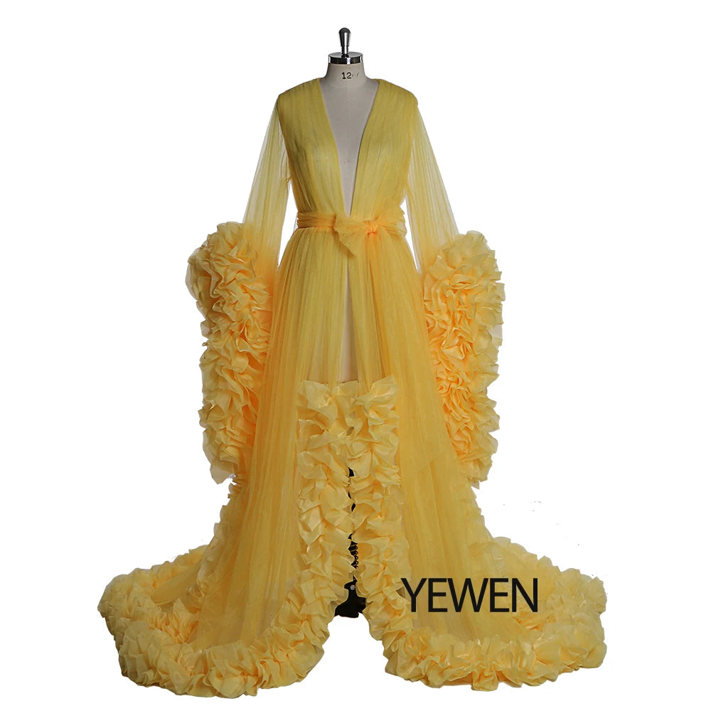 Sexy Umstandsfotografie Kleider Organza Rüschen Schwangerschaft Fotoshooting Kleid Lange Frauen Maxi Umstandskleid Vestidos Sunnderly 