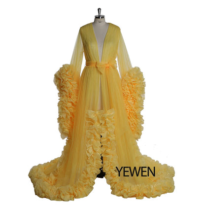 Sexy Umstandsfotografie Kleider Organza Rüschen Schwangerschaft Fotoshooting Kleid Lange Frauen Maxi Umstandskleid Vestidos Sunnderly 