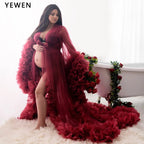 Sexy Umstandsfotografie Kleider Organza Rüschen Schwangerschaft Fotoshooting Kleid Lange Frauen Maxi Umstandskleid Vestidos Sunnderly 
