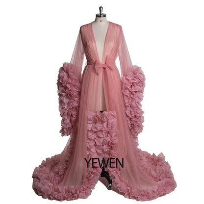 Sexy Umstandsfotografie Kleider Organza Rüschen Schwangerschaft Fotoshooting Kleid Lange Frauen Maxi Umstandskleid Vestidos Sunnderly 