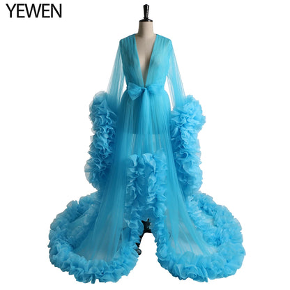 Sexy Umstandsfotografie Kleider Organza Rüschen Schwangerschaft Fotoshooting Kleid Lange Frauen Maxi Umstandskleid Vestidos Sunnderly 