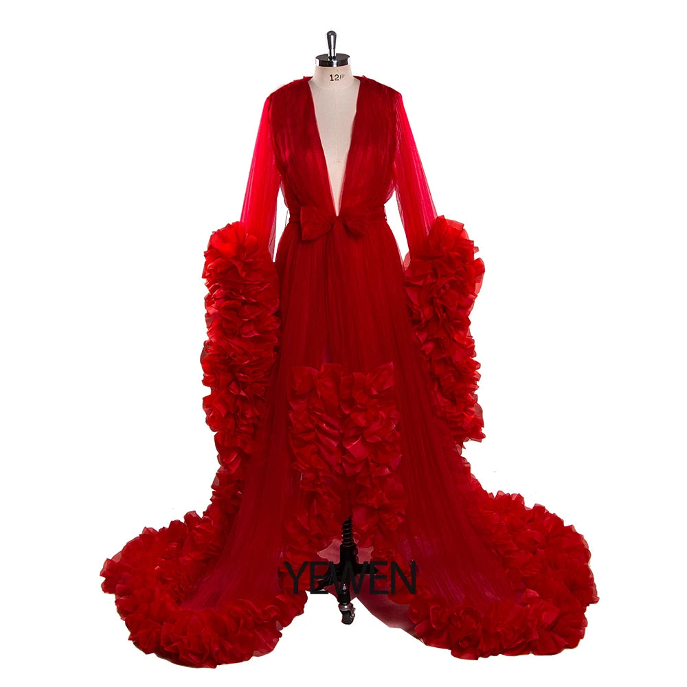 Sexy Umstandsfotografie Kleider Organza Rüschen Schwangerschaft Fotoshooting Kleid Lange Frauen Maxi Umstandskleid Vestidos Sunnderly 