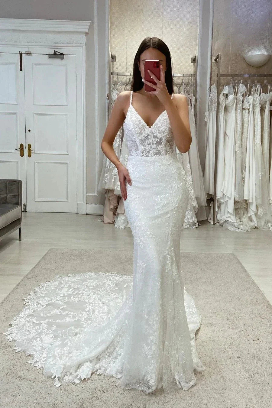 Sexy Off Shoulder Mermaid Mopping Wedding Dresses V Neck Bride Gowns Sleeveless Bridal Robes Appliques Backless Lace Charming-payinti