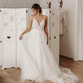 Sexy Off Shoulder Sleeveless Mopping Wedding Dresses Spaghetti Straps V-Neck Simple White Backless Pleat Princess Bride Gowns-payinti
