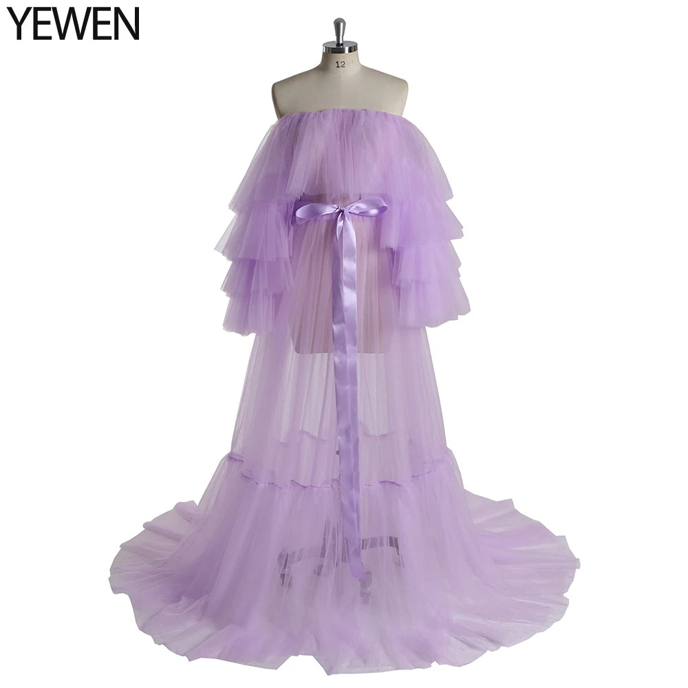 Sexy Pink Long Maternity Photography Props Dresses Tulle Perspective Pregnancy Mesh Maxi Gown For Pregnant Women Photo Shooting