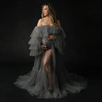 Sexy Rosa Langes Umstandskleid Fotografie Requisiten Tüll Perspektive Schwangerschaft Mesh Maxikleid Für Schwangere Fotoshooting 