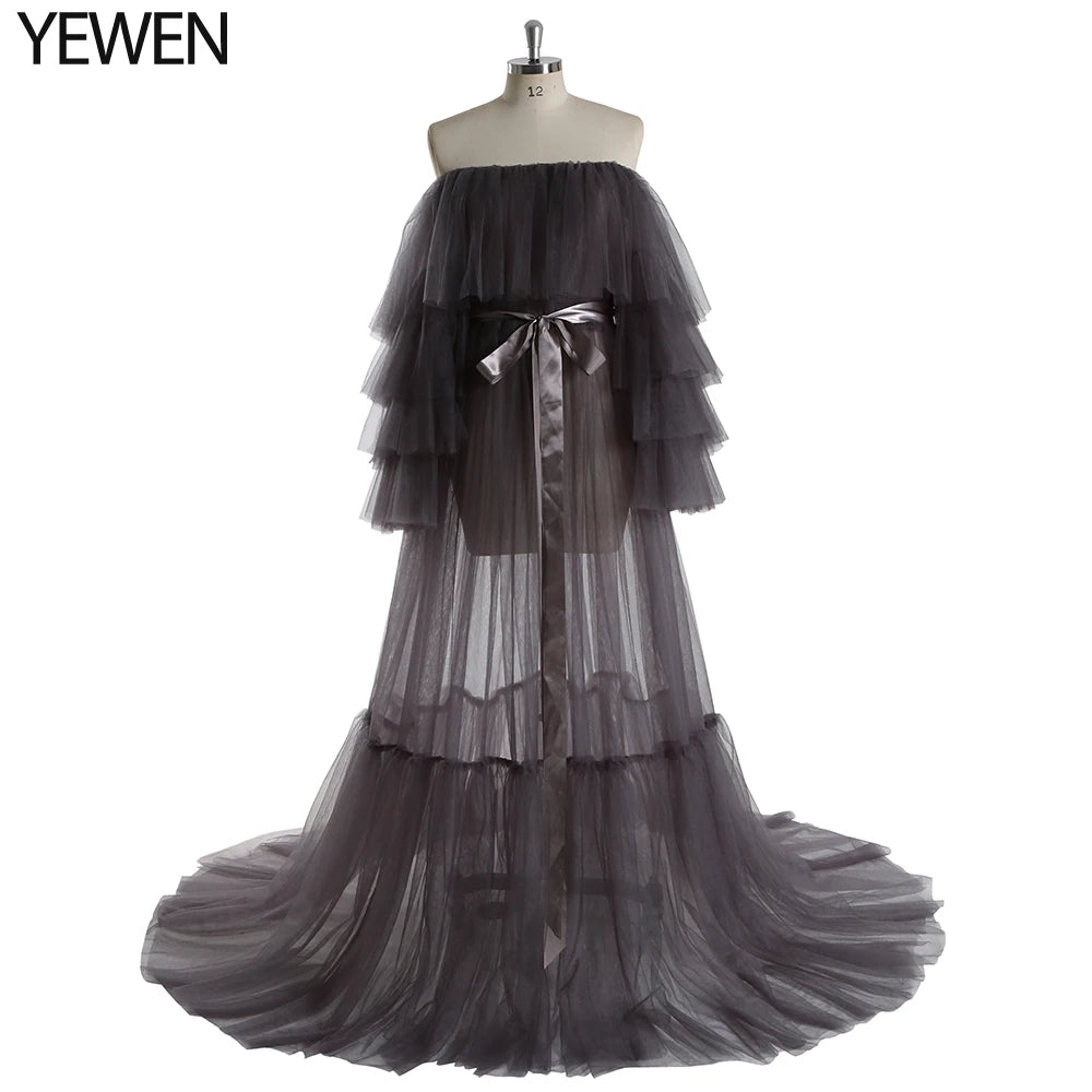 Sexy Pink Long Maternity Photography Props Dresses Tulle Perspective Pregnancy Mesh Maxi Gown For Pregnant Women Photo Shooting