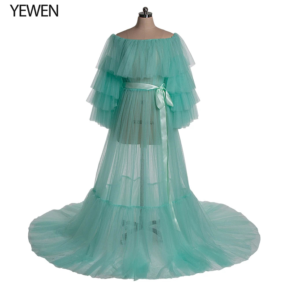 Sexy Pink Long Maternity Photography Props Dresses Tulle Perspective Pregnancy Mesh Maxi Gown For Pregnant Women Photo Shooting