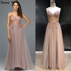 Vestidos de noche sexys con tirantes finos, escote en V, pedrería y cuentas, vestidos de fiesta formales con abertura, LA60963