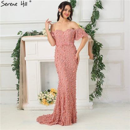 On Sale no return no refundSale Sexy Strapless Short Sleeves Mermaid Evening Dresses 2025 Embroidery Pearls Fashion Formal Dress LA6519
