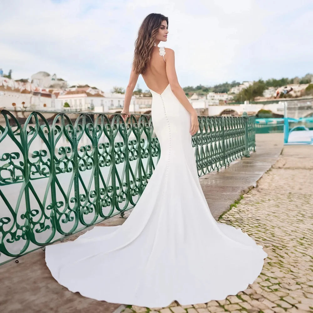 Sexy Wedding Dress For Women Square Neck Spaghetti Straps Open Back Sleeveless Bridal Gowns Customize Elegant Robe Mariee 2024-payinti