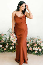Vestido de dama de honor sexy burdeos con tirantes finos y sin mangas BD109