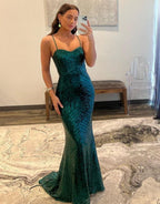 Dorothy | Meerjungfrau-Ballkleid mit Spaghettiträgern und Pailletten