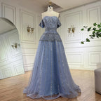 2025 Off The Shoulder A-Line Caramel Beaded Luxury Evening Dress for Formal Occasion Saudi LA72709
