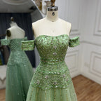 2025 Off The Shoulder A-Line Caramel Beaded Luxury Evening Dress for Formal Occasion Saudi LA72709