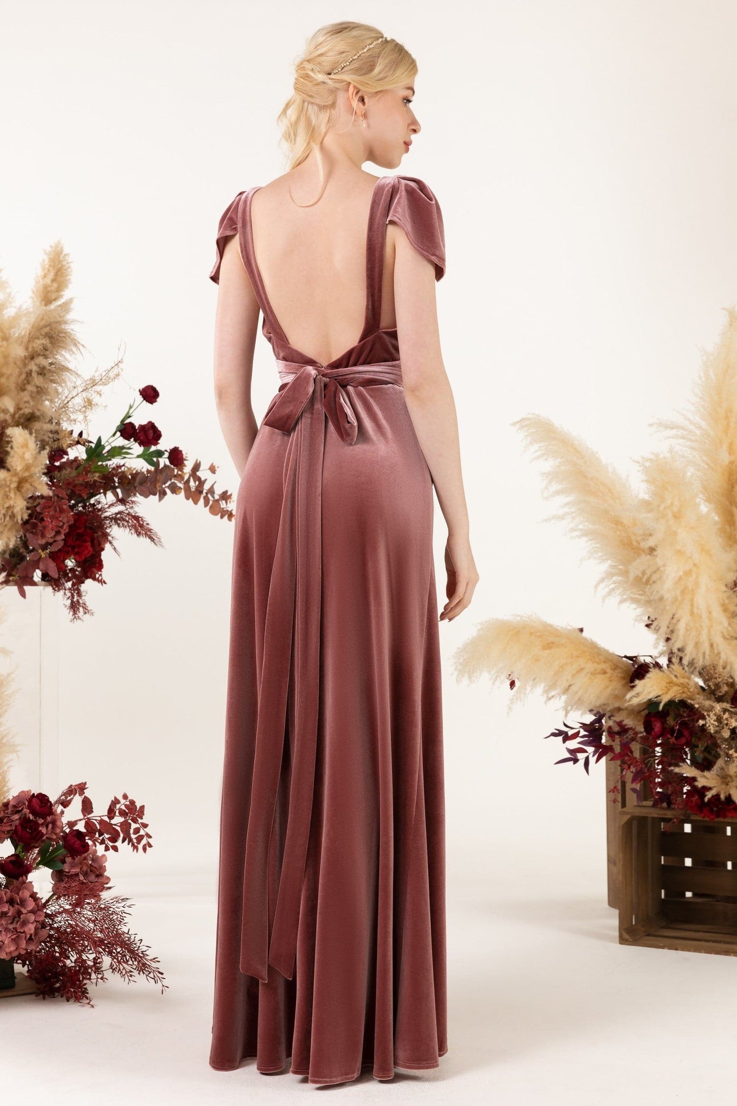 Floor Length Velvet Bridesmaid Dress SCB8