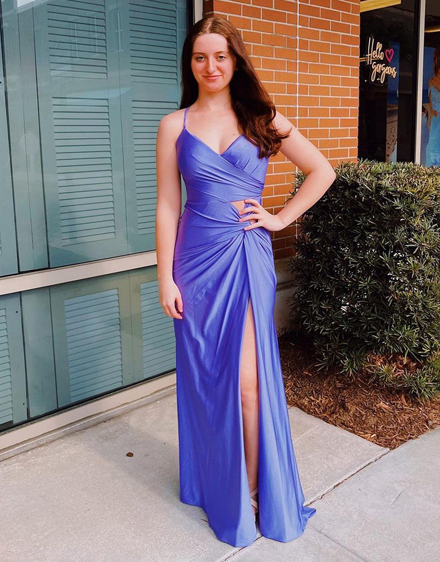 Breanna | Vestido de fiesta con escote tipo corsé, tirantes finos y abertura en la espalda