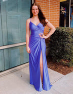 Breanna | Vestido de fiesta con escote tipo corsé, tirantes finos y abertura en la espalda