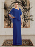 Vestidos para madre de la novia con escote barco, corte tubo/columna y largo hasta el suelo