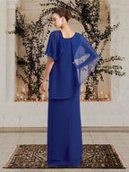 Vestidos para madre de la novia con escote barco, corte tubo/columna y largo hasta el suelo