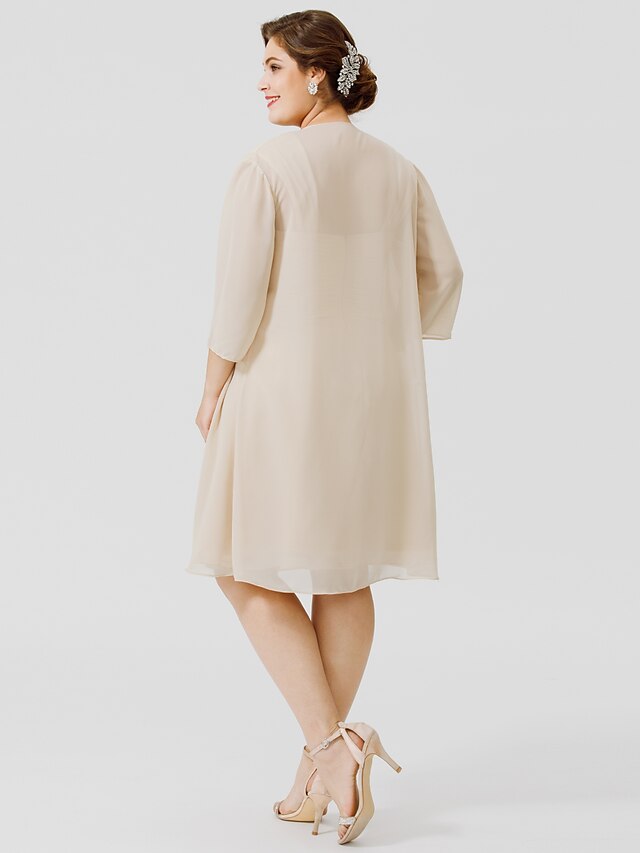 Vestidos de madre de la novia de corte A/princesa con tirantes finos hasta la rodilla