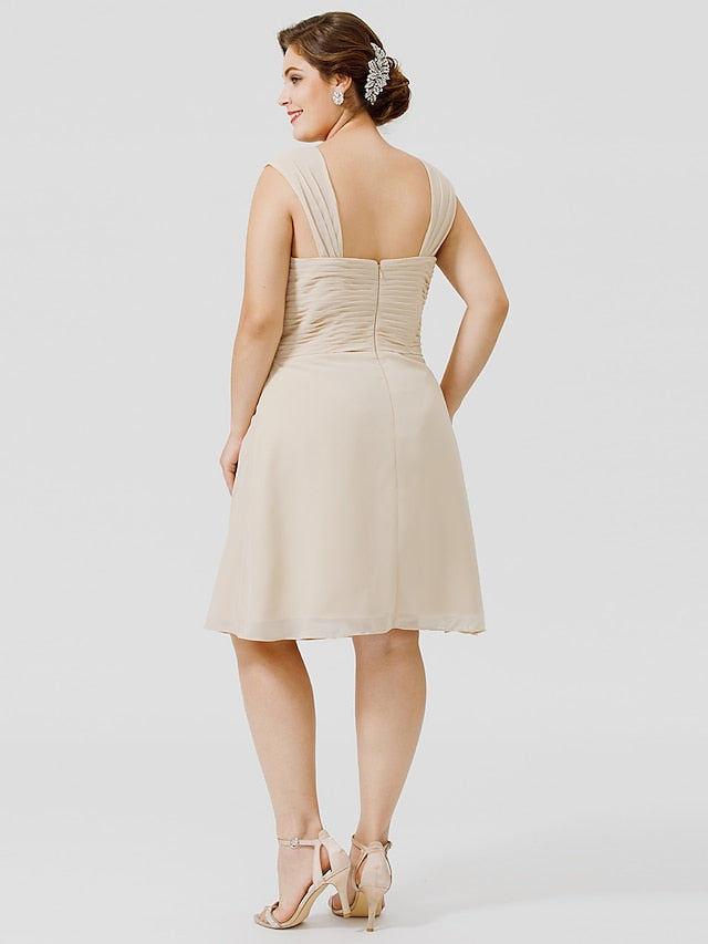 Vestidos de madre de la novia de corte A/princesa con tirantes finos hasta la rodilla