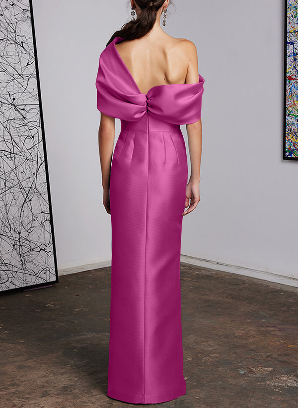 Vestidos para madre de la novia con corte tubo/columna, un hombro al aire y largo hasta el suelo