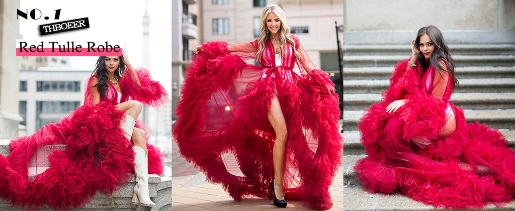 Puffy Tulle Robe Sheer for Maternity Photoshoot SY042
