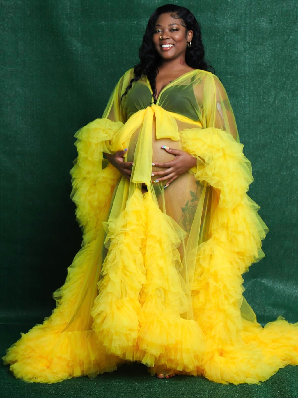 Puffy Tulle Robe Sheer for Maternity Photoshoot SY042