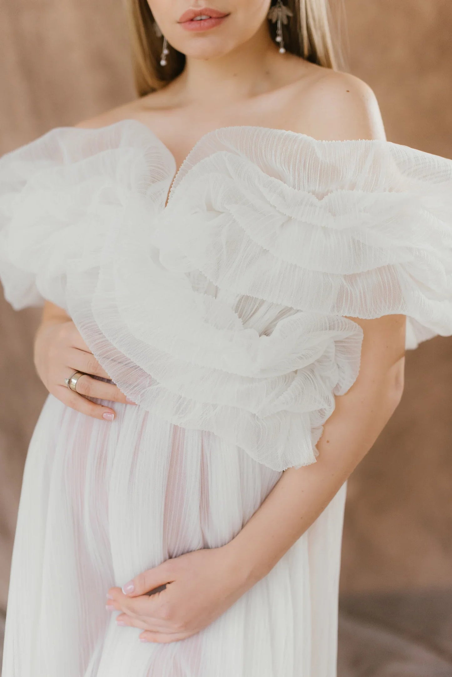 Sheer Maternity Robe For Photo Shoot Tulle Pregnancy photoshoot SY048