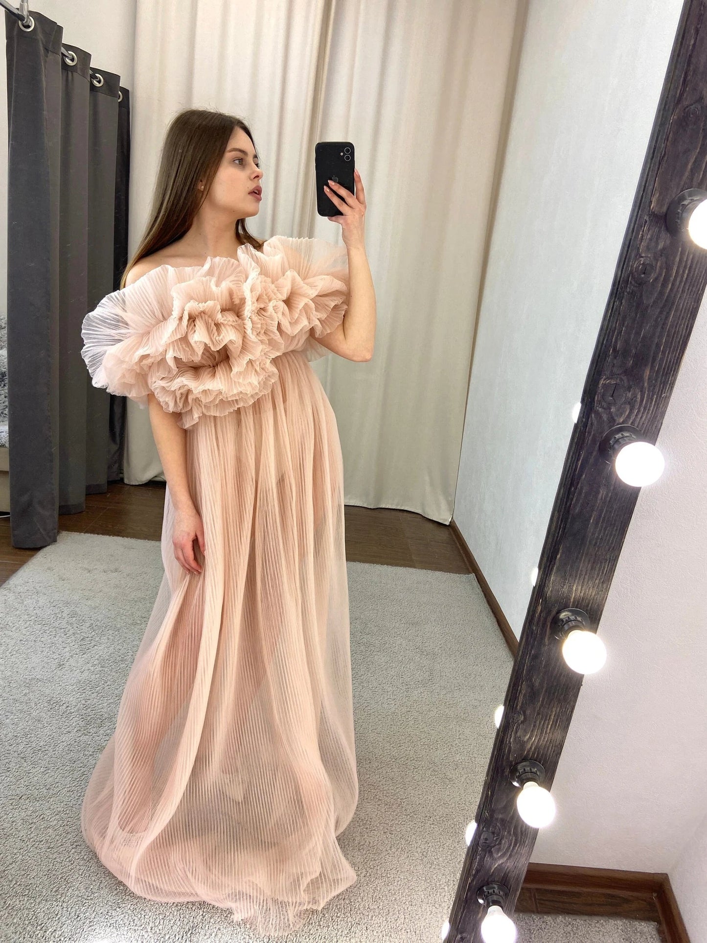 Sheer Maternity Robe For Photo Shoot Tulle Pregnancy photoshoot SY048