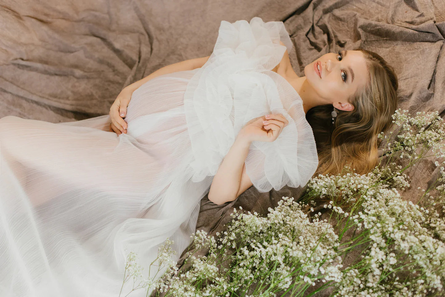 Sheer Maternity Robe For Photo Shoot Tulle Pregnancy photoshoot SY048