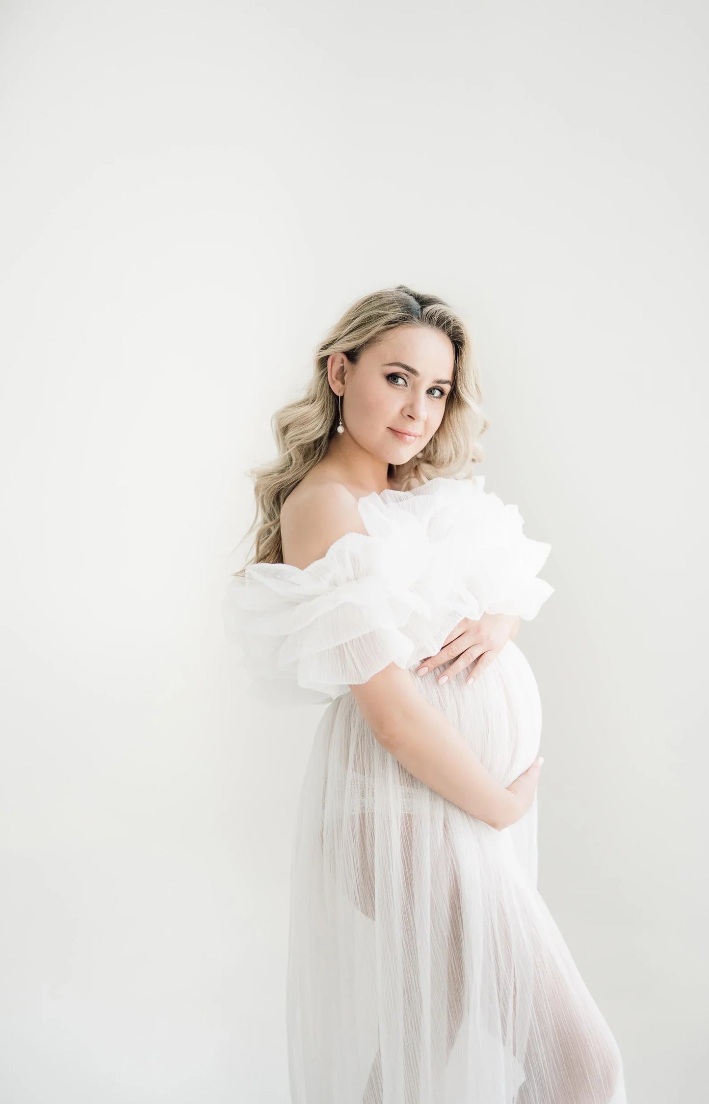 Sheer Maternity Robe For Photo Shoot Tulle Pregnancy photoshoot SY048