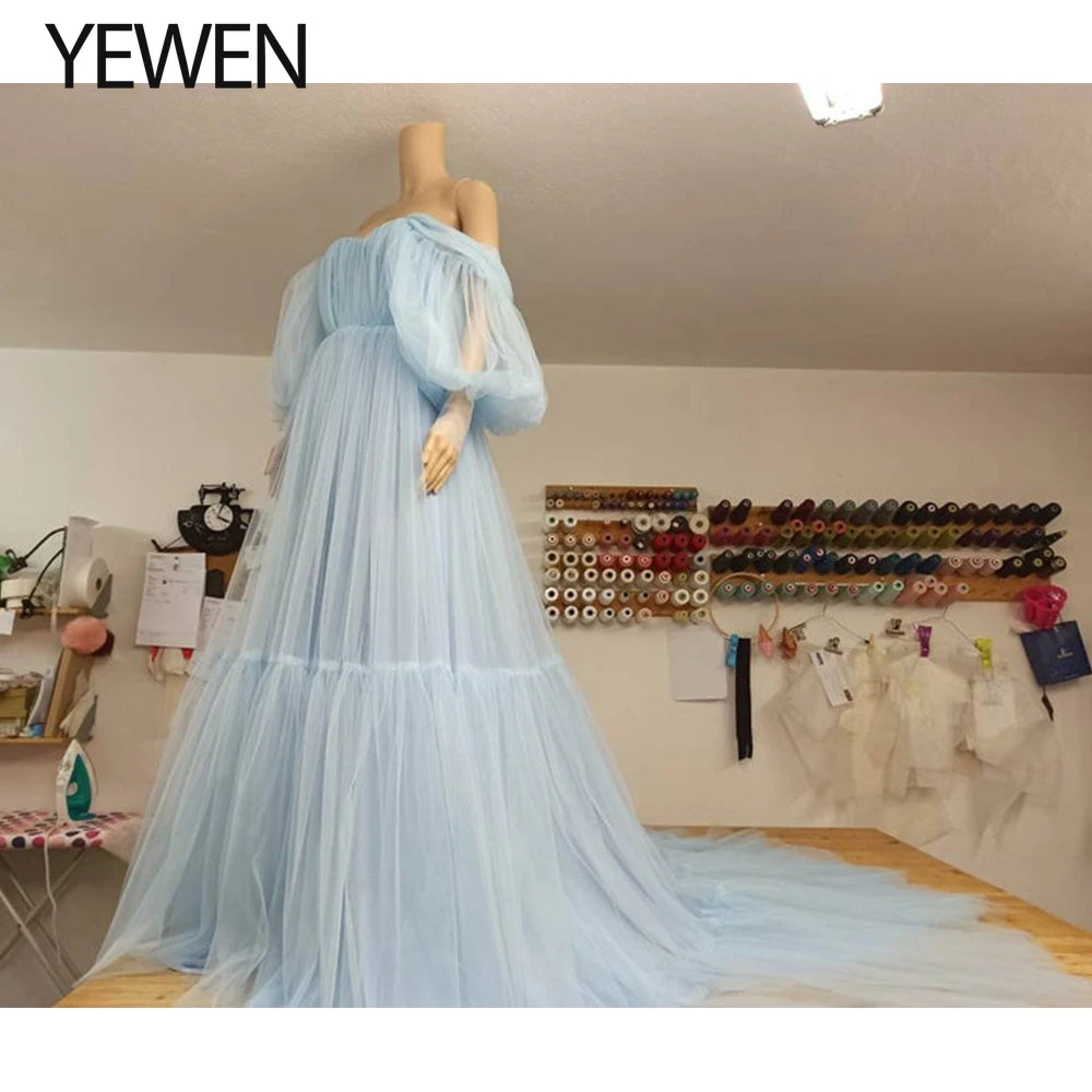 Short Puffy Sleeves Off Shoulder Maternity Formal Dress Long Maternity Gowns for Photo Shoot Sunnderly Dress Plus Size