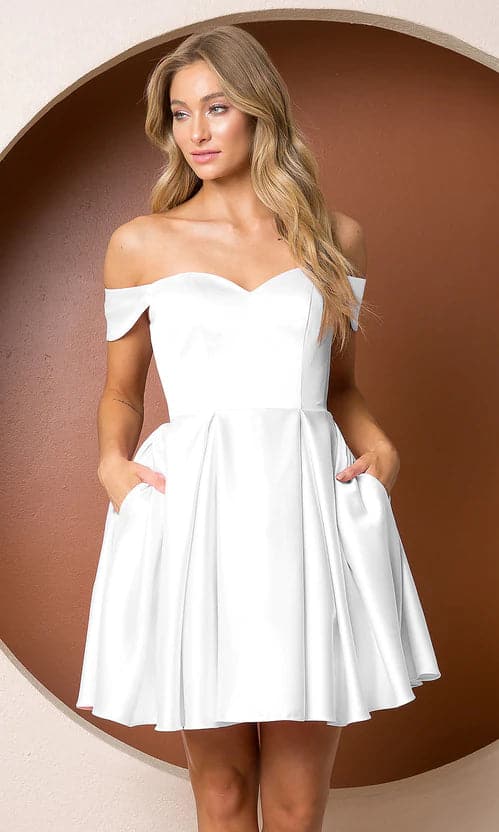 Kurzes Sweetheart-Heimkehrkleid mit Taschen SYH11