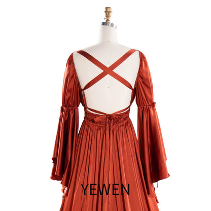 Silkly Satin Long Sleeeves Pregnancy Woman Baby Shower Maternity Dresses for Photoshoot SY240124