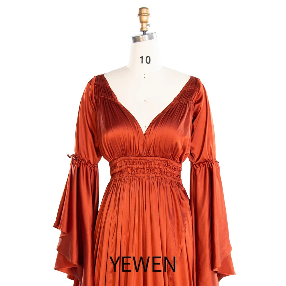 Silkly Satin Long Sleeeves Pregnancy Woman Baby Shower Maternity Dresses for Photoshoot SY240124