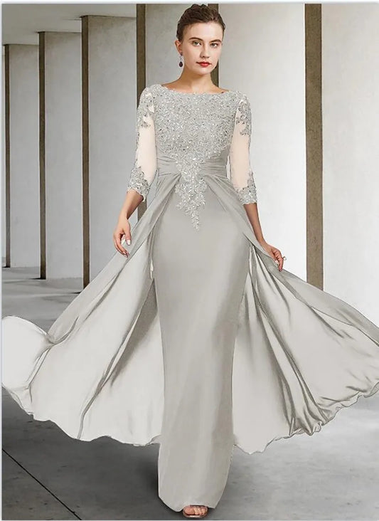 Silver Groom Mother Party Dress Long Applique Wedding Party Dress Guest Elegant And Pretty Women's Dresses Mother Of The Dress-payinti