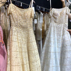 Vestidos de noche plateados de manga corta con hombros descubiertos, corte A, con cuentas y diamantes, estilo Dubái, LA70263