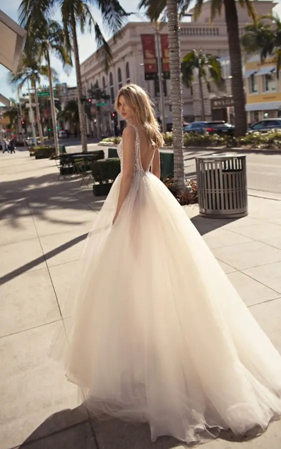 Simple A-line Wedding Dresses 2023 Chiffon Appliques Bride Party Gowns Lace Custom Bridal Robe De Mariee vestido de noiva-payinti